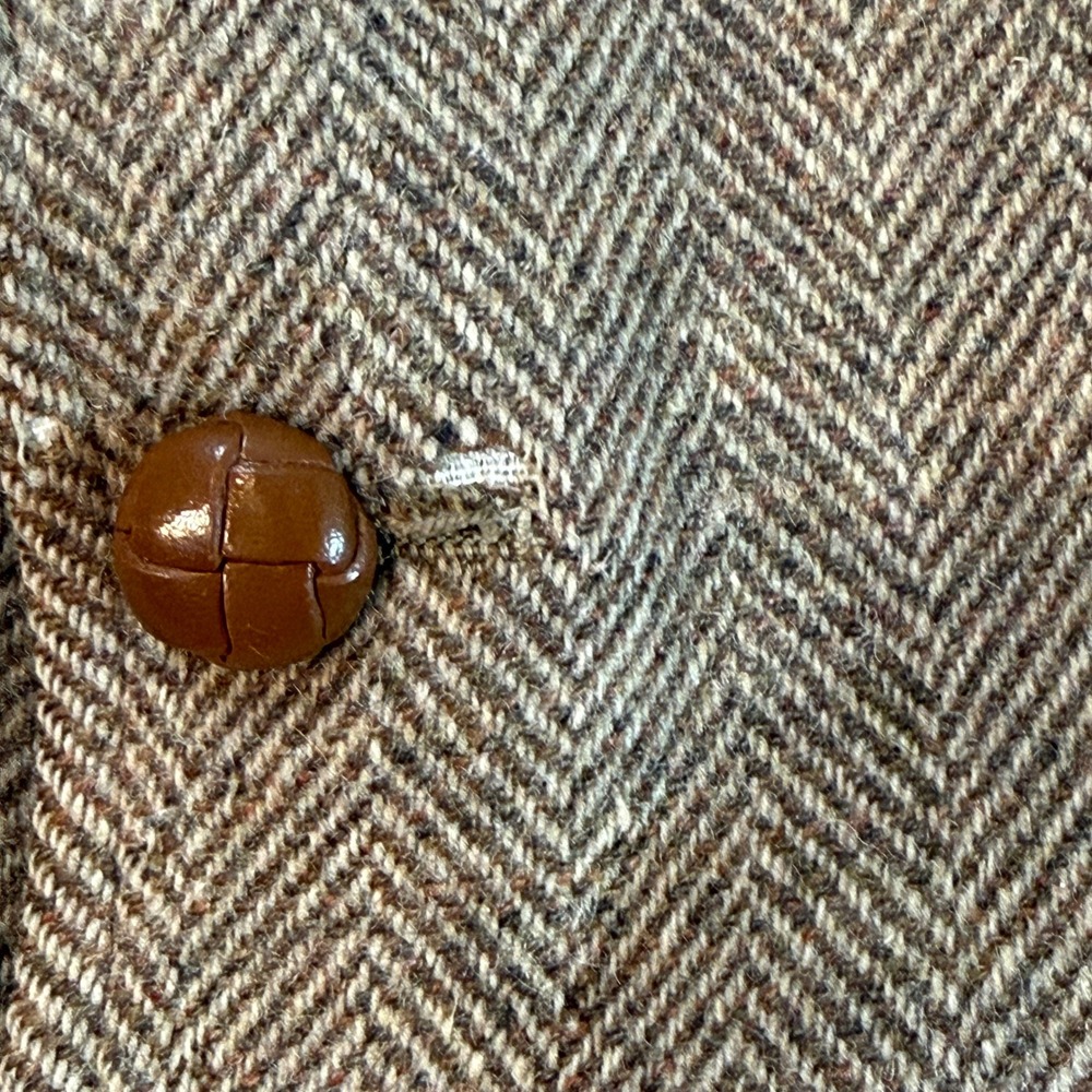 Vintage Pendleton High Grade Western Wear Wool Herringbone Blazer Brown READ - Picture 3 of 16